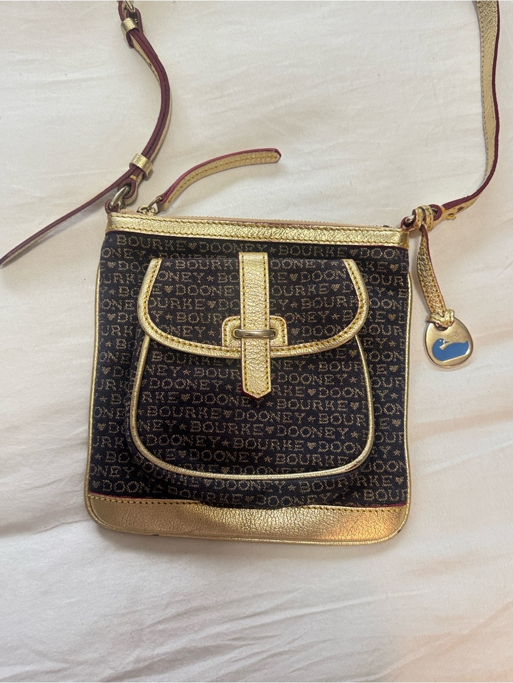 Dooney & Bourke Black with Gold Trim Logo Crossbody Bag